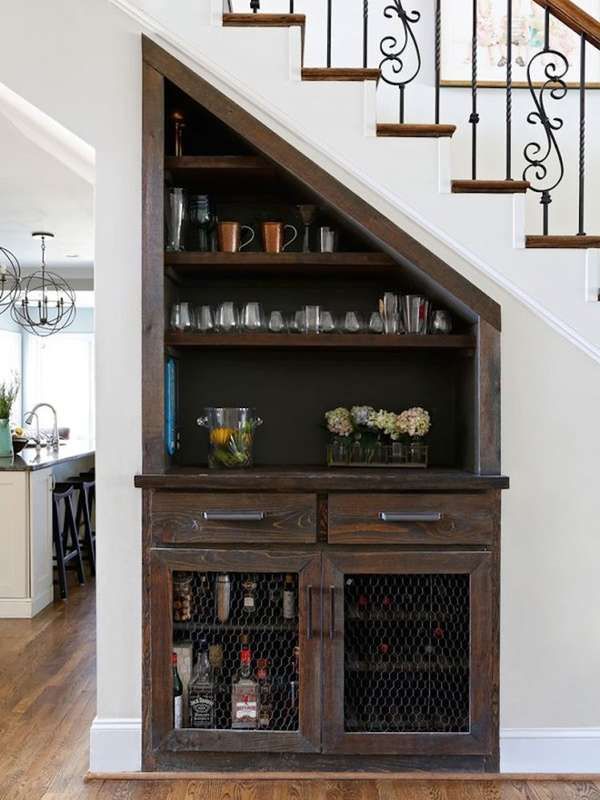Built-In Bar under the stairs