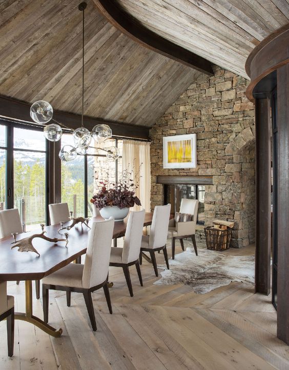 Luxury Contemporary Mountain Home Interiors  dining room