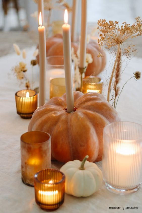 DIY Pumpkin Candle Holders for Your Fall Table
