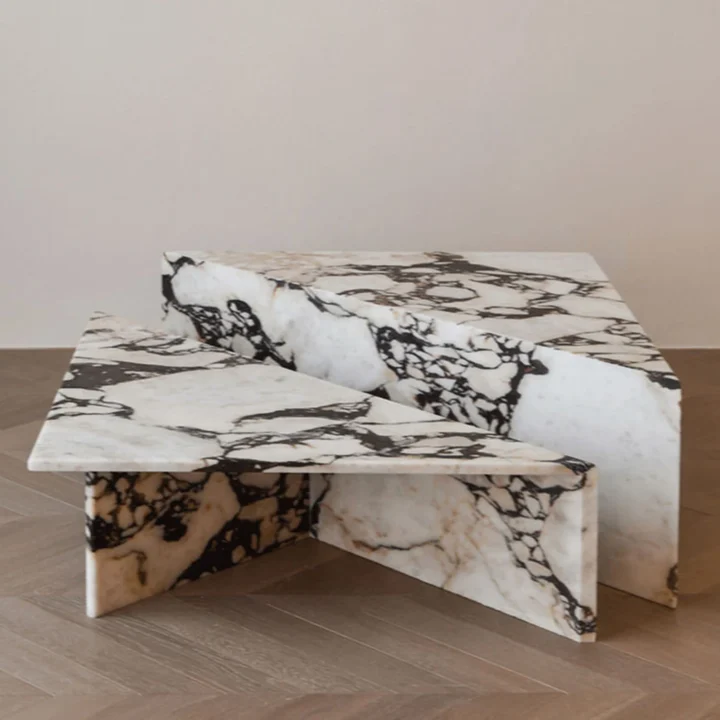 Calacatta Violla Triangle 2 Pieces Marble Coffee Table