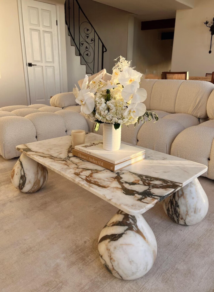 The Calacatta OroMonet marble handcrafted Coffee Table dreamed by Kara del Toro and designed by Balducci Marm