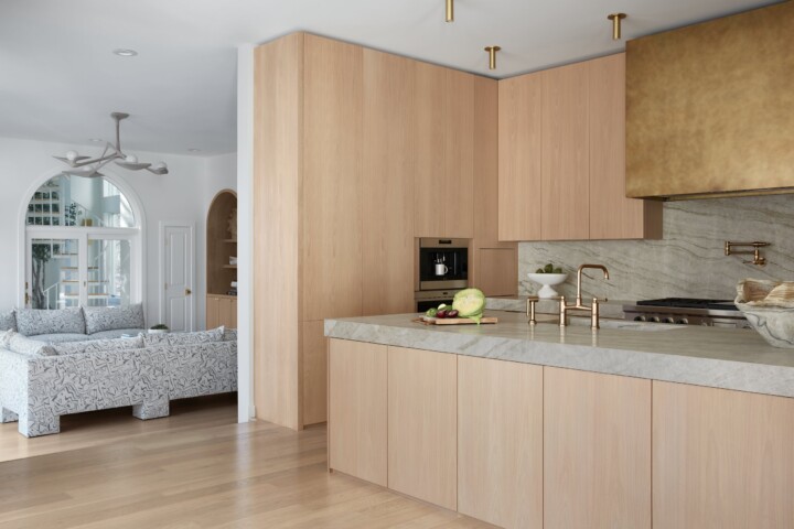 modern minimalist clean lines kitchen  with white oak kitchen cabinetry