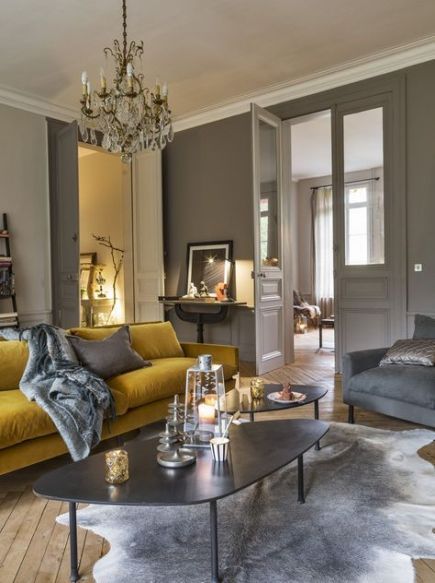 gray-living-room-with-yellow-sofa