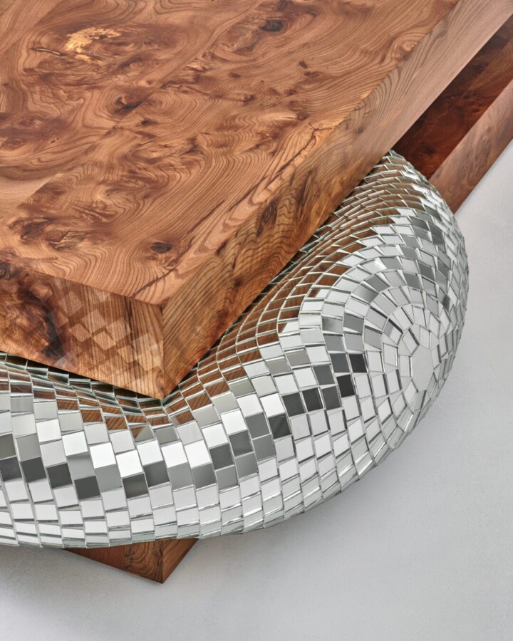A Coffee Table With A Melted Disco Ball