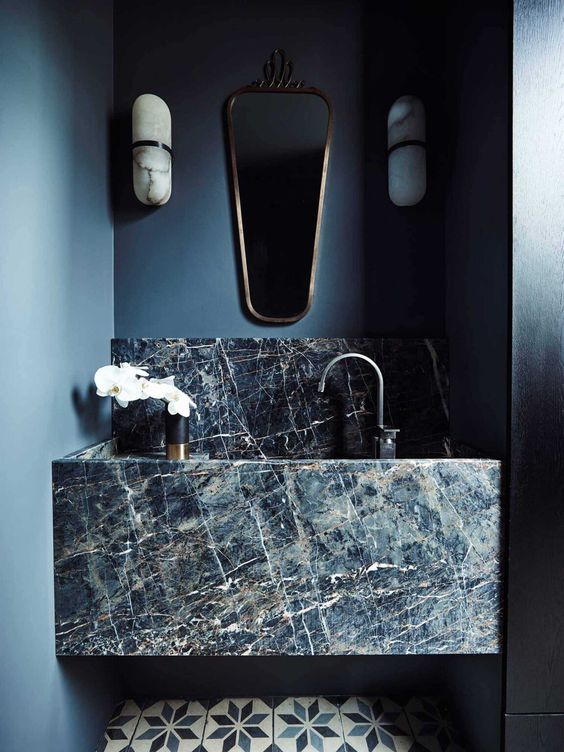 Side mounted blue marble faucet 