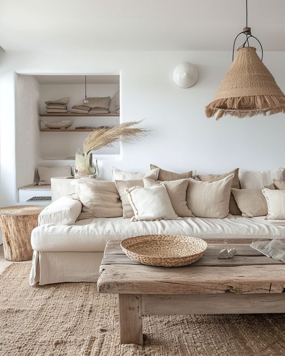 neutral beige Beach Themed Living Room