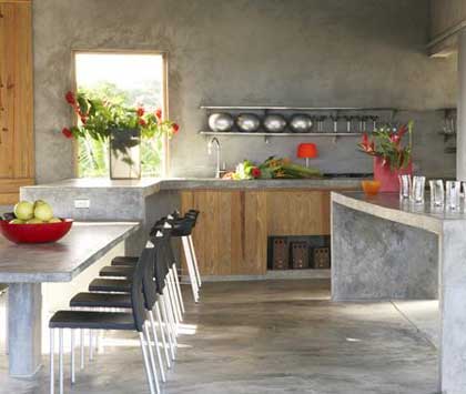 concrete and wood kitchen